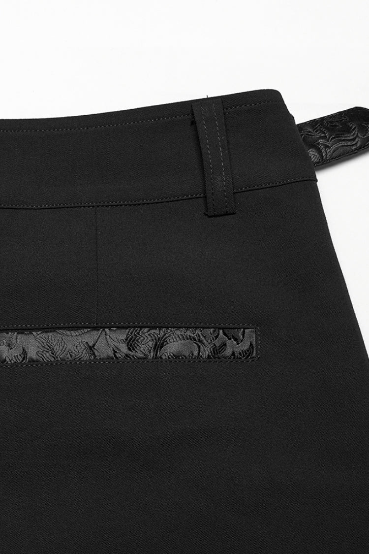 Black Jacquard Buckle Men's Punk Pants