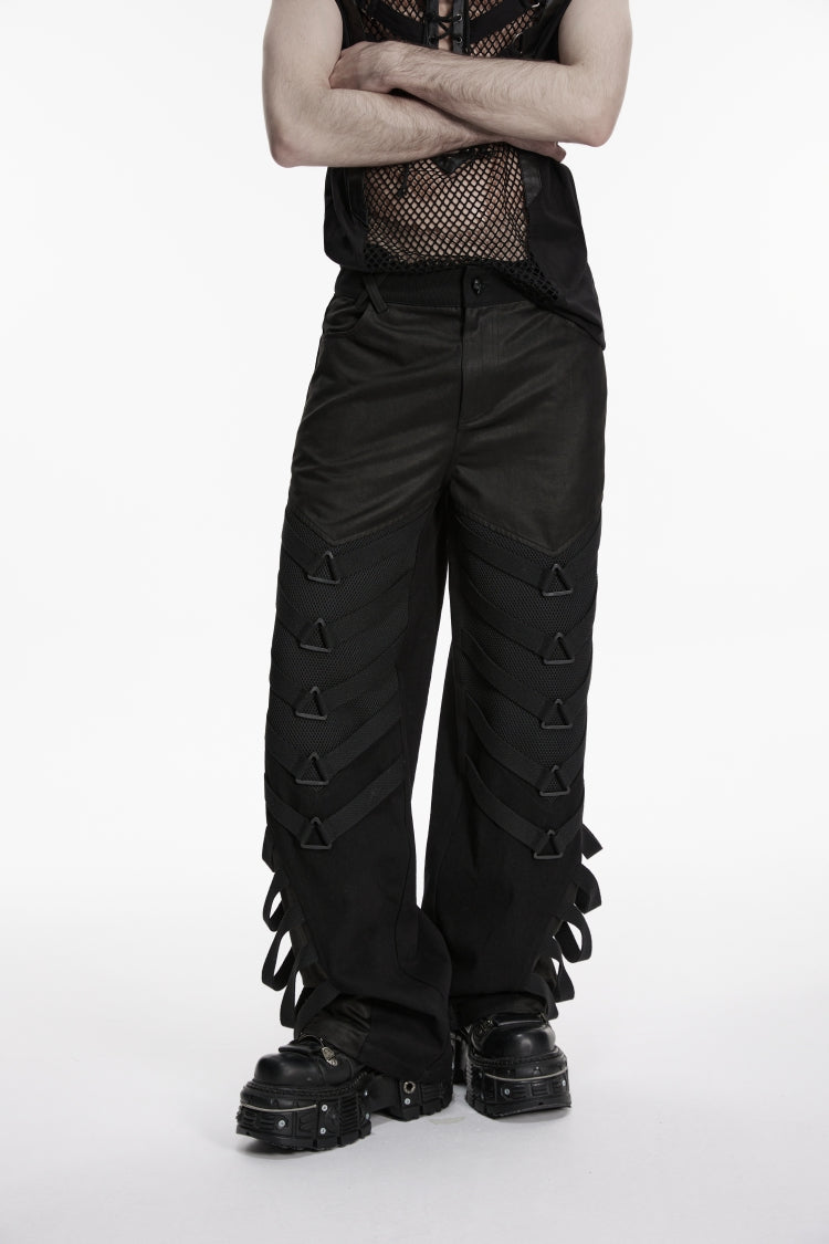 Schwarze mehrschichtige Mesh-Ösen-Herren-Punk-Cool-Trägerhose