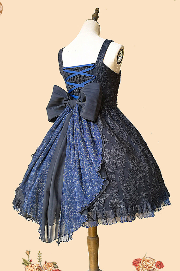 Black/Blue Ruffle Cardigan Bowknot Lace Classic Lolita Dress
