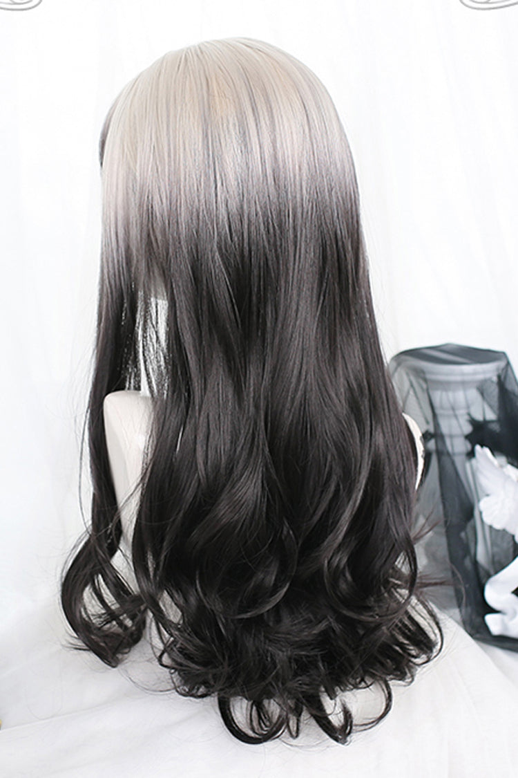 White /Black Gradient Long Curly Classic Lolita Wig