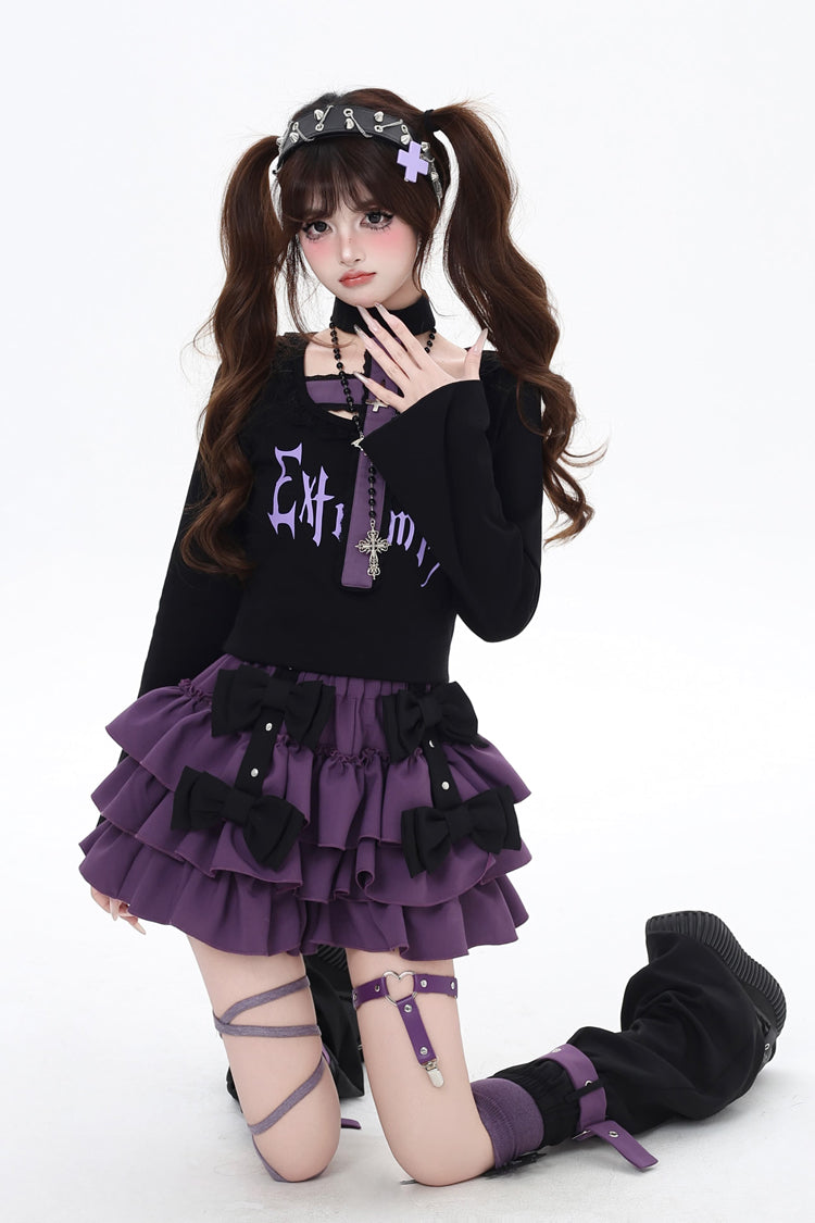 [Kozaya Nana] Triple-Layered Ruffle Bowknot Sweet Japanese Lolita Skirt 2 Colors