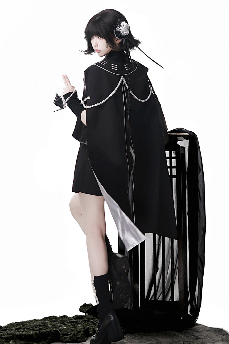 Schwarz [Das seltsame Ende der unsterblichen Sekte] Ärmelloses chinesisches Ouji Lolita Set 