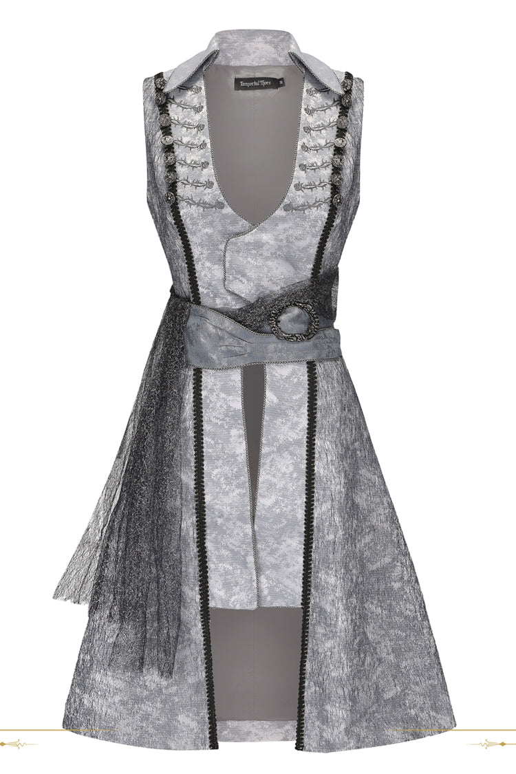 Grey [The Eternal Treasure Route] Sleeveless Vintage Elegant Prince Handsome Ouji Lolita Long Coat