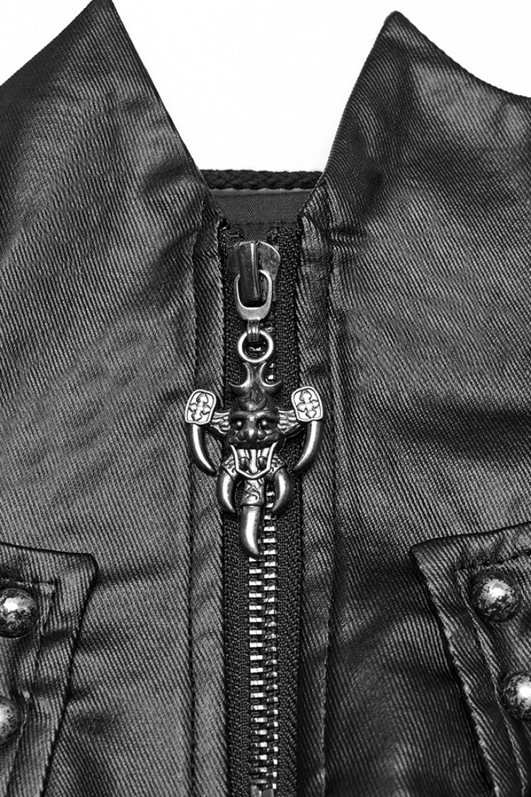 Black Batlike Stitching Zipper Women's Punk Underbust Corset