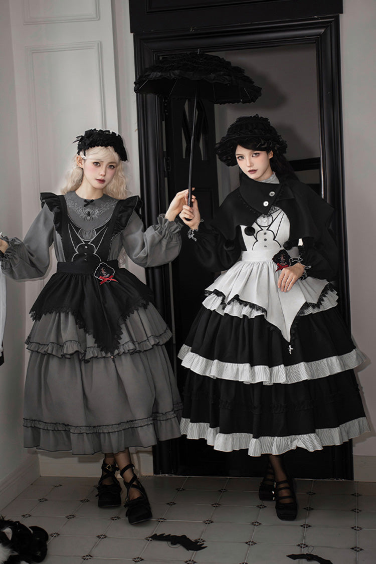 [Castle Night] Long Sleeves Ruffle Embroidery Gothic Lolita Dress 2 Colors