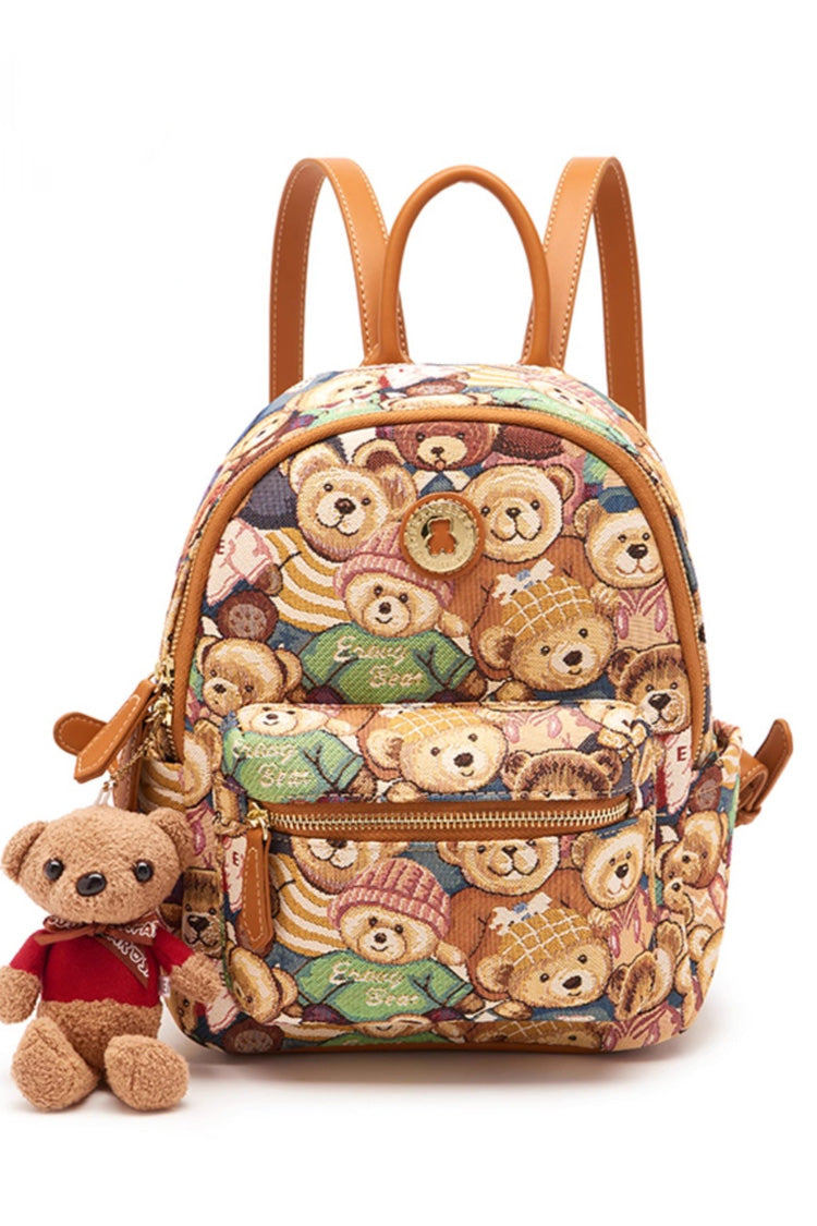 Bear Print College Style Sweet Lolita Backpack 3 Colors