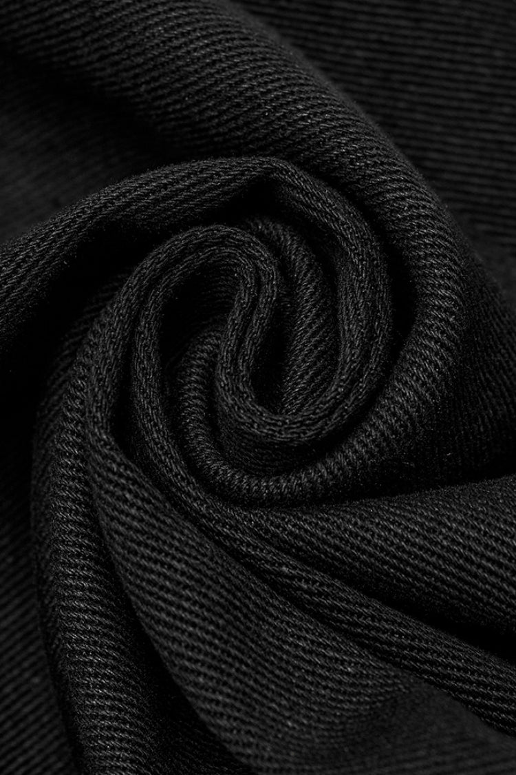 Black Stitching Lace-Up Mesh Men's Gothic Flared Pants