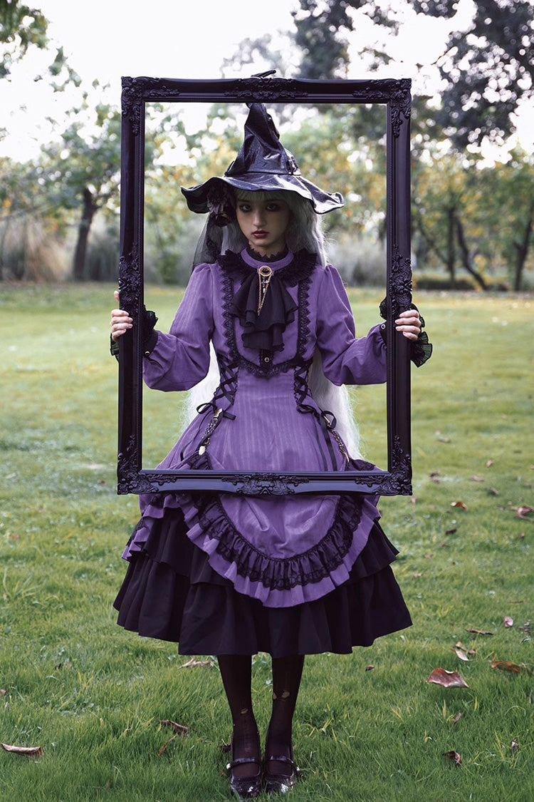 Point Manor Solid Color Stand Collar Long Sleeves Multi-layer Ruffle Gothic Lolita Dress 5 Colors