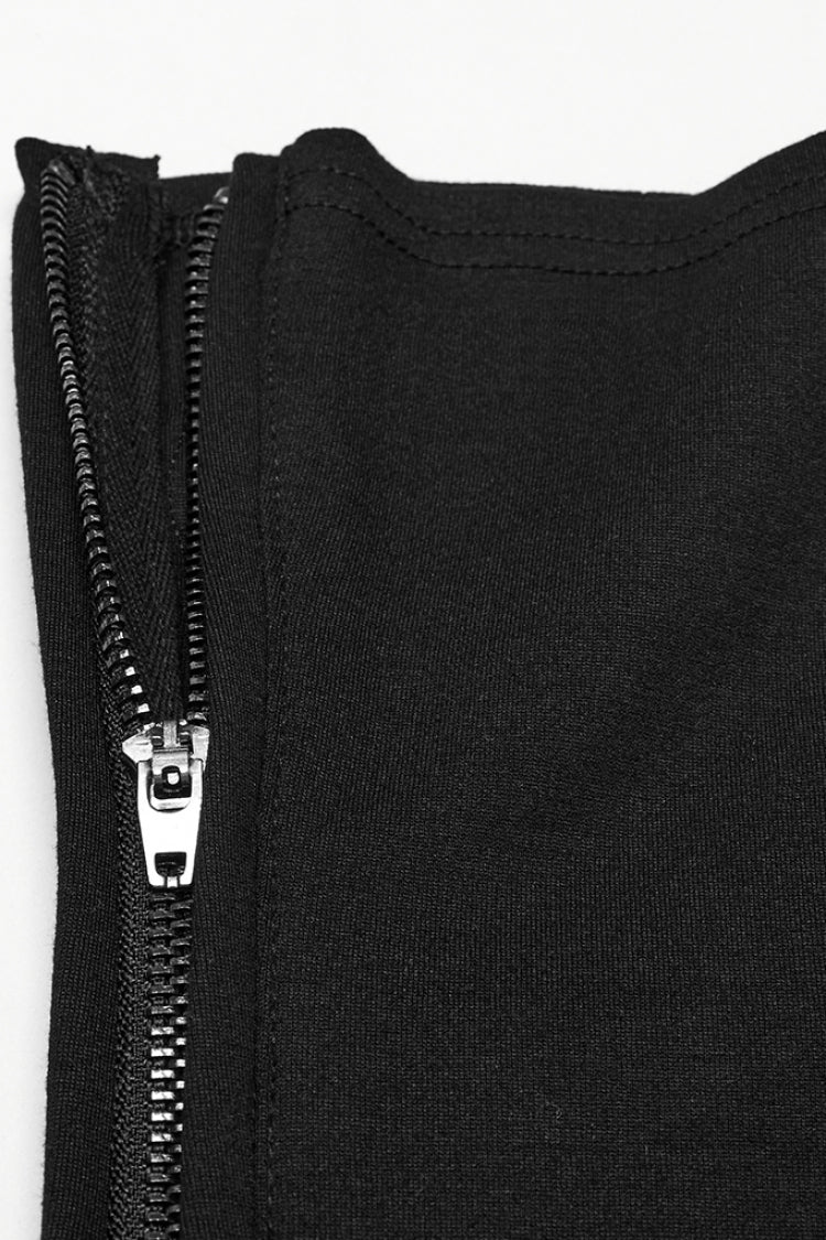 Black Men's Punk Cool Rubber Patched Half-finger Gloves