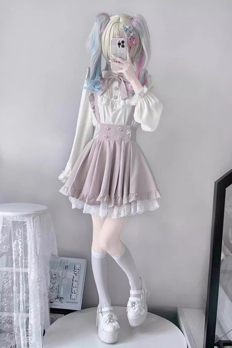 Puffy Hem Ruffle Japanese Sweet Jirai Kei Suspender Skirt 2 Colors