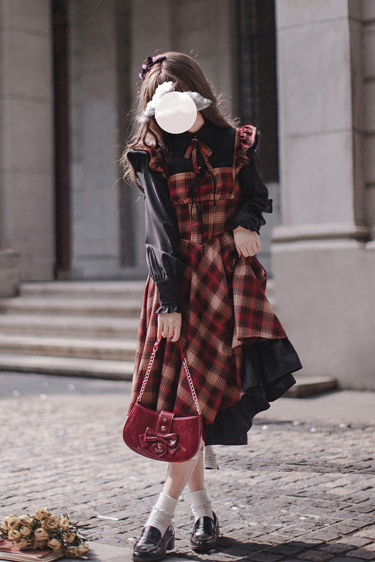 Red [Madeline] Print Ruffle Vintage Elegant Lolita Jumper Dress