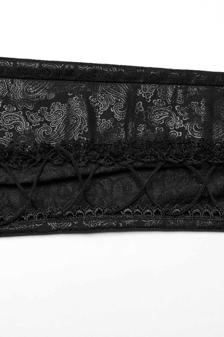 Black Print Stitching Lace Lace-Up Slim Women's Gothic Leggings