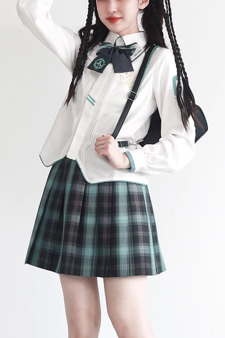 Blue/Green Plaid Print Sweet Japanese School Pleated Skirt