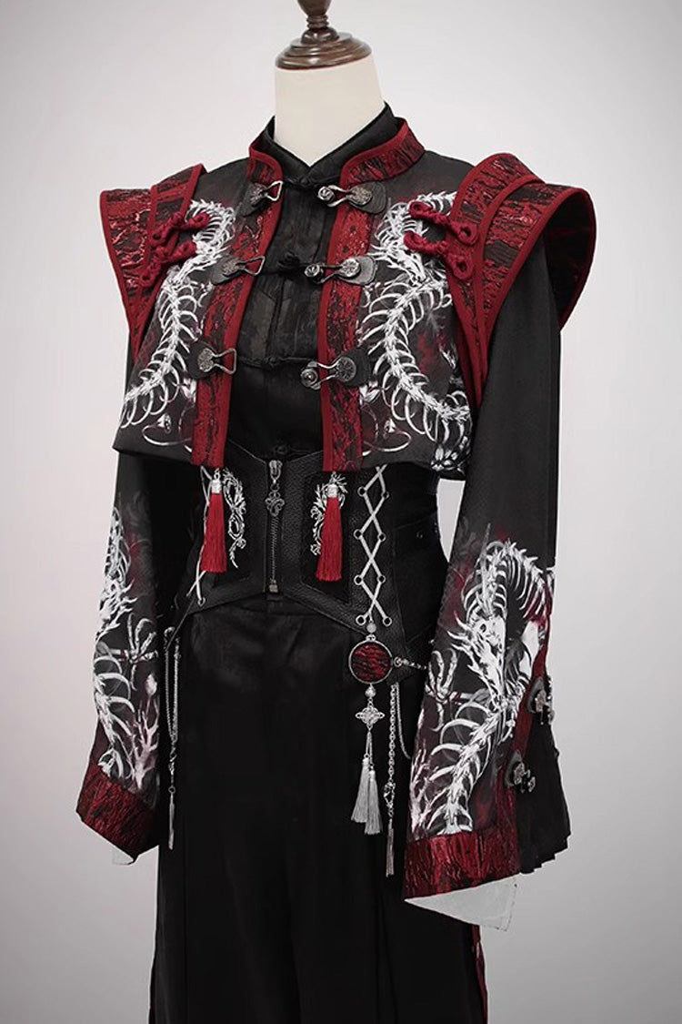 [Bone Dragon] Long Sleeves Print Ouji Fashion Classic Lolita Coat 2 Colors
