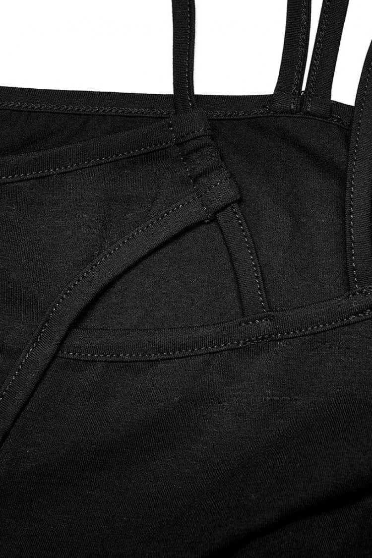 Black Off Shoulder Long Sleeves Hollow Irregular Women's Steampunk Bodysuit