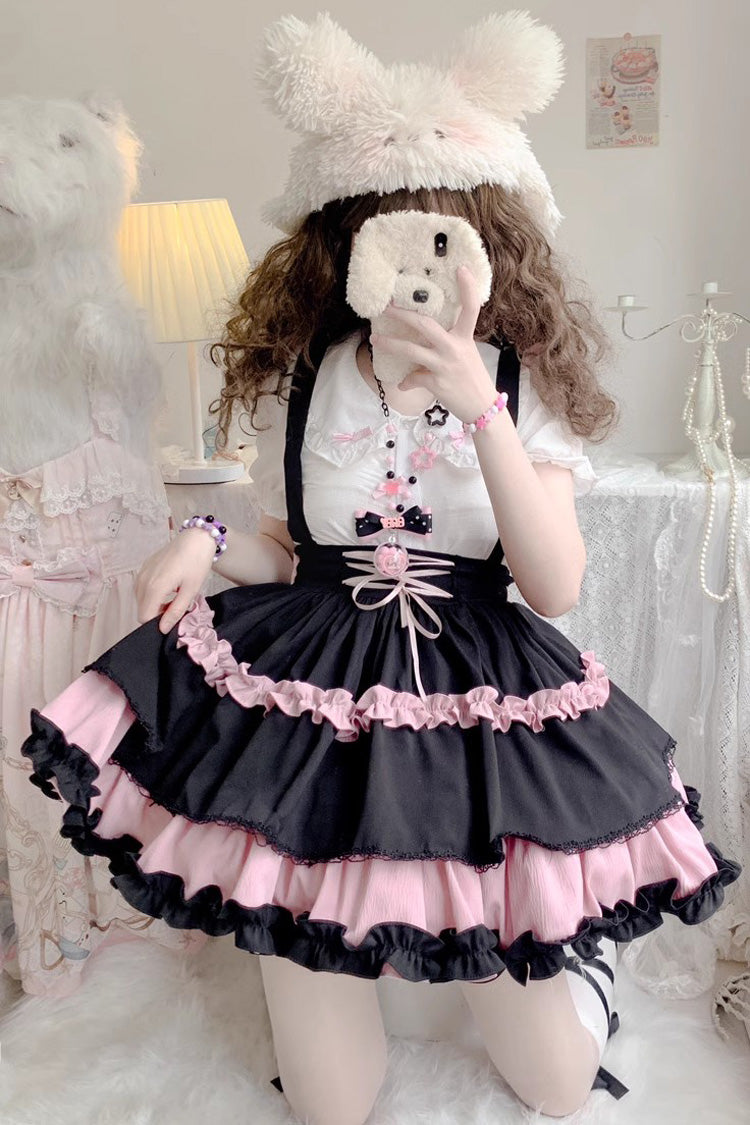 Strappy Doll Collar Ruffle Sweet Lolita Tiered Skirt 7 Colors