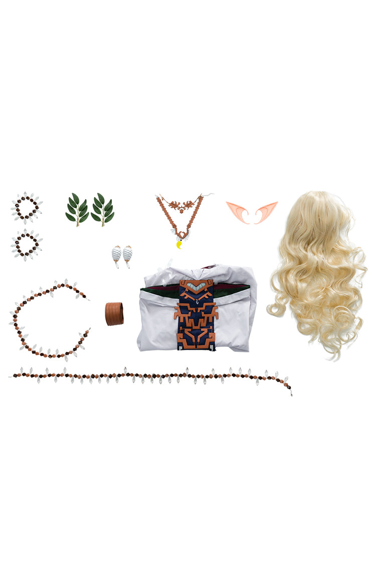 White Legend Of Zelda Tears Of The Kingdom Queen Sonia Halloween Cosplay Costume Set (Without Wig and Elf Ears)