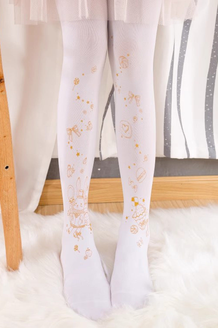 White Hot Stamping Print Sweet Lolita Pantyhose 11 Styles