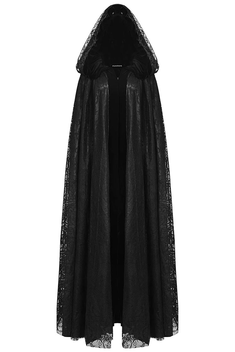 Black Hooded Hollow Womens Gothic Cloak Cape Long Coat