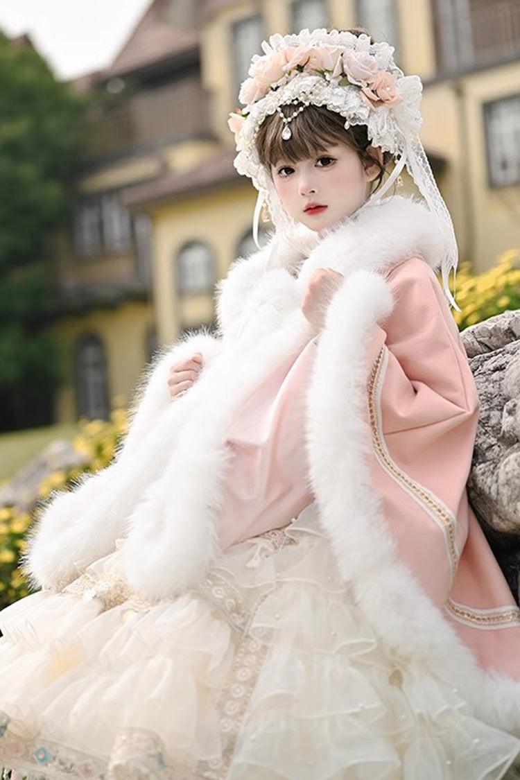[Snowflake Ballad] Sweet Princess Fur-Collar Lolita Coat Cloak 7 Colors