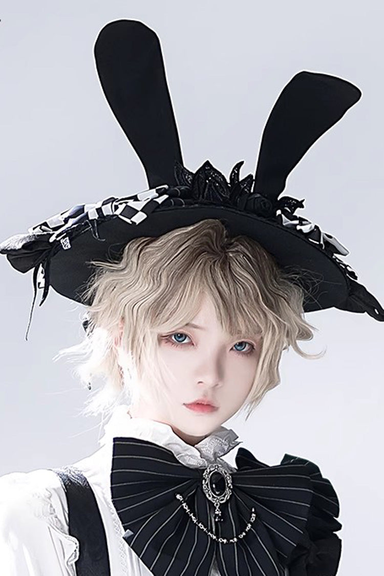 Black Rabbit Theater Jacquard Version Ouji Lolita Rabbit Ear Hat