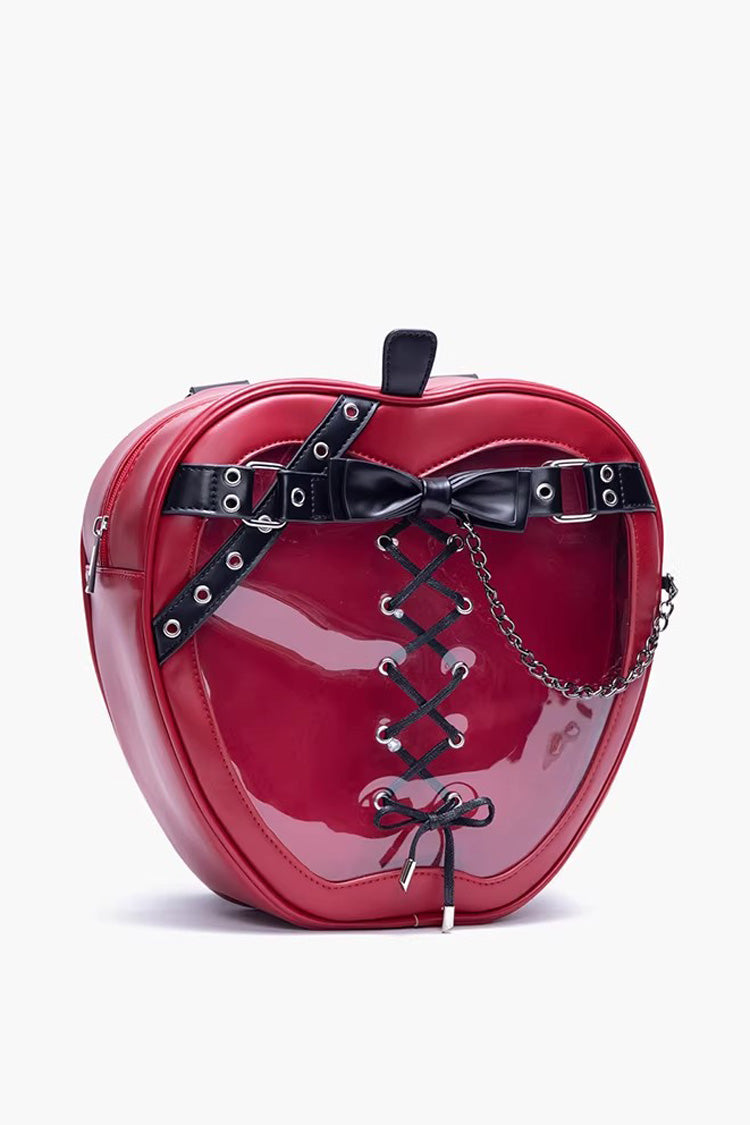 レッドリボンレースアップチェーン装飾ゴシックロリータアップル痛バッグ