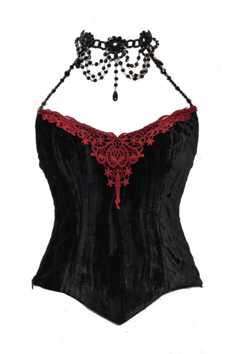Black/Red Duchess Rococo Fishbone Girdle Multi-layer Ruffle Gothic Lolita Skirt