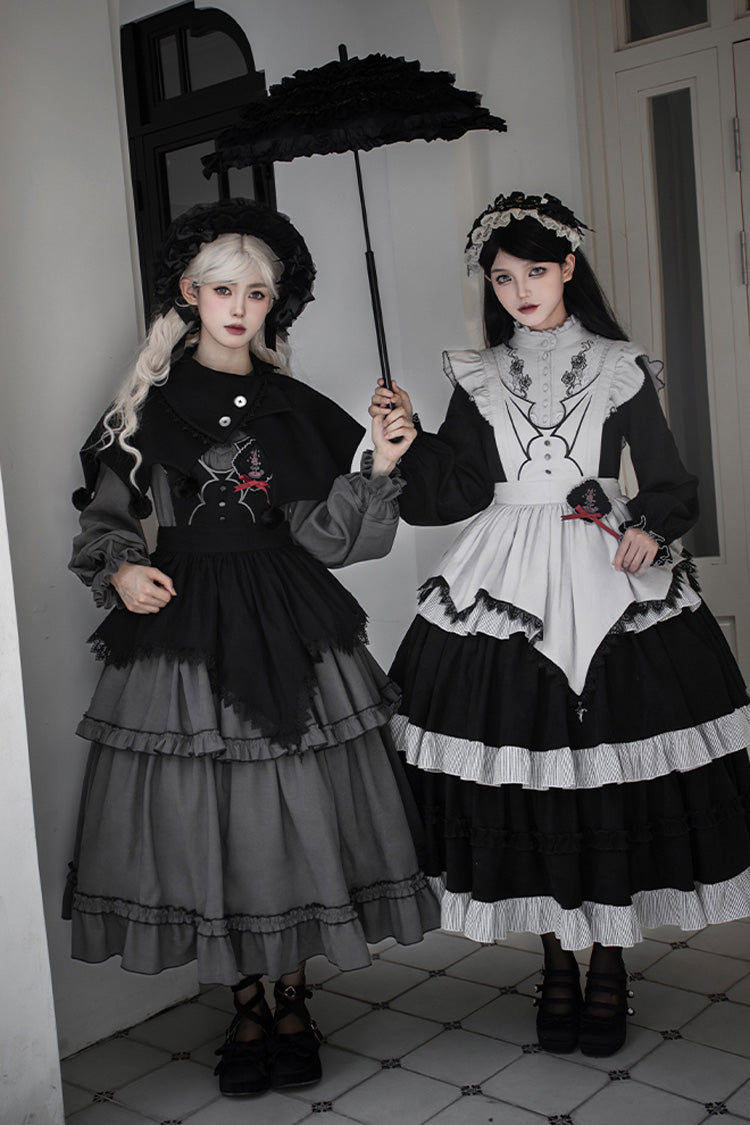 [Castle Night] Long Sleeves Ruffle Embroidery Gothic Lolita Dress 2 Colors