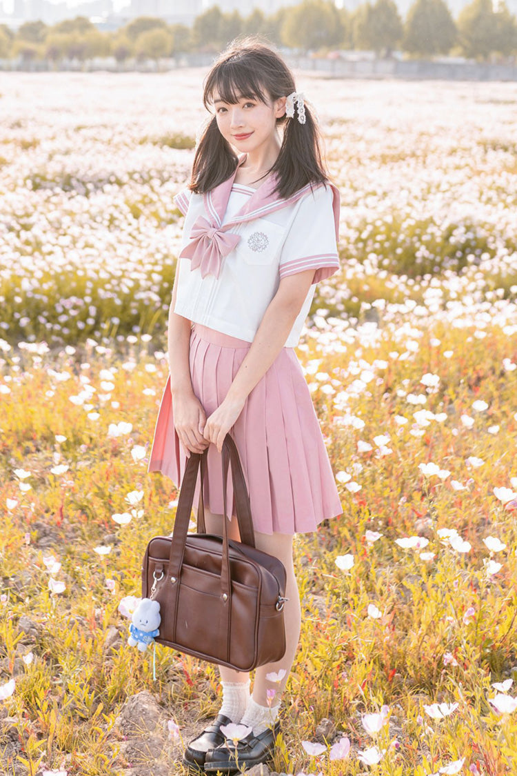 Pink College Style Sweet Japanese School Pleated Skirt