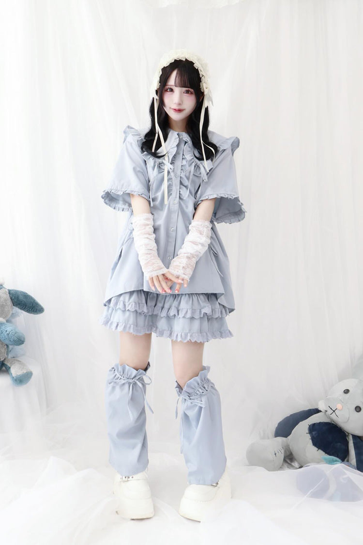 Doll Collar Long Sleeves Ruffle Bowknot Sweet Jirai Kei Japanese Blouse 3 Colors