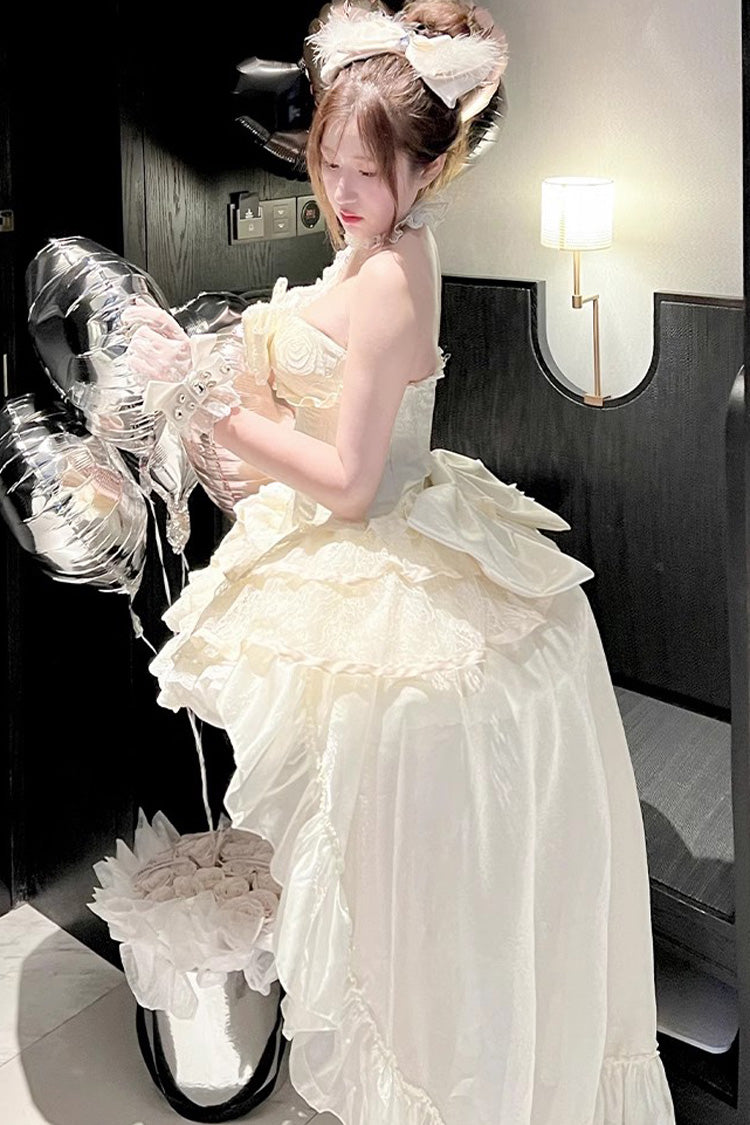 Ivory [Eternal Temple] Halterneck Ruffle Bowknot Lace Sweet Princess Lolita Dress