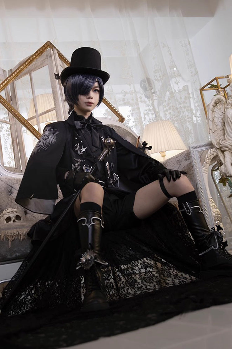 Black Deacon Metal Decoration Gothic Ouji Lolita Set