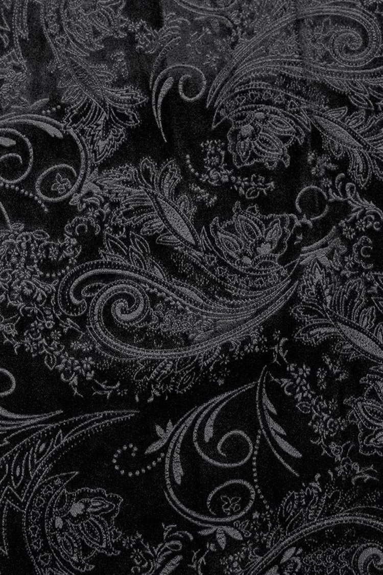 Black Long Sleeves Dark Pattern Print Webbing Decoration Mens Gothic Blouse