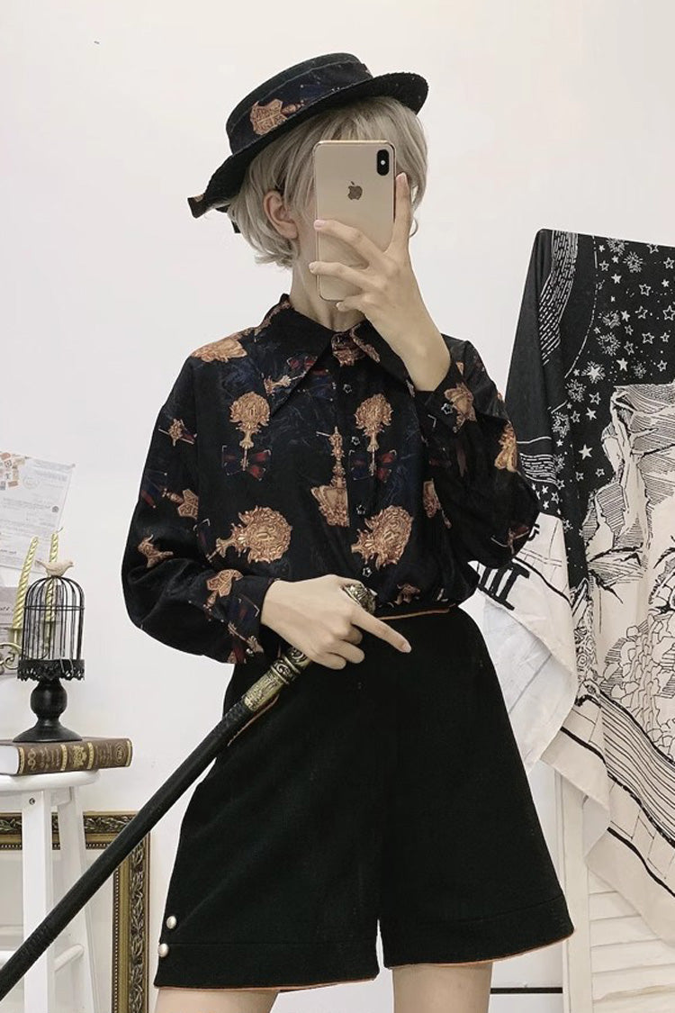 Black Embroidery Ouji Fashion Vintage Elegant Lolita Shorts