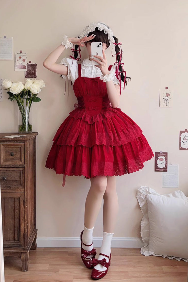 Bowknot Hollow Gothic Lolita Tiered JSK Dress 2 Colors
