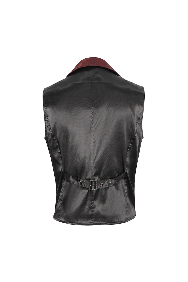 Red Embossed Feather Men's Gothic Waistcoat