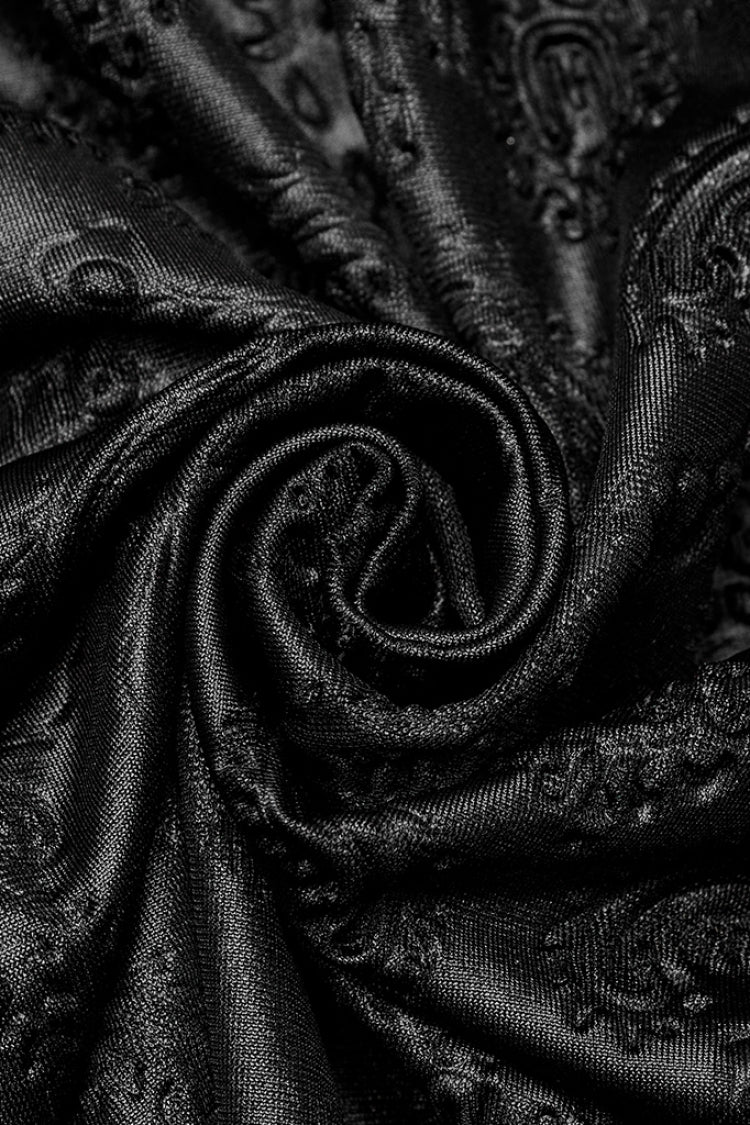 ブラック/レッド Vカラー 長袖 中空刺繍 レディース ゴシック ドレス