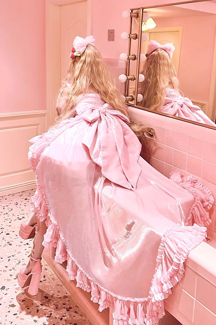 Pink Strawberry Magic Girl Party Theme Cute Sweet Princess Lolita Strapless Dress
