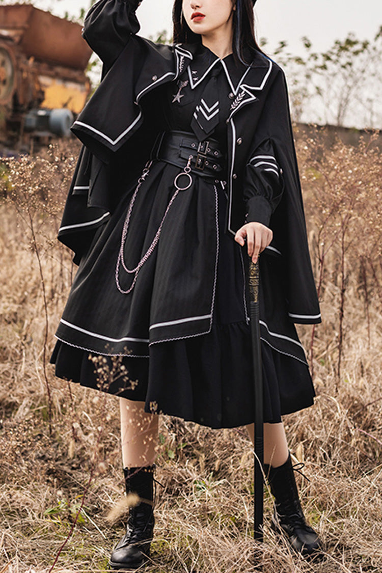 Schwarzes Loyalist Chariot Gothic Lolita Kleid im Militärstil