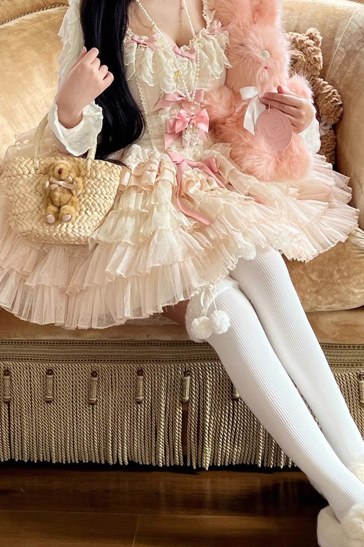 Love God Girl Romantic Ballet Style Multi-layer Ruffle Sweet Princess Lolita Dress 2 Colors
