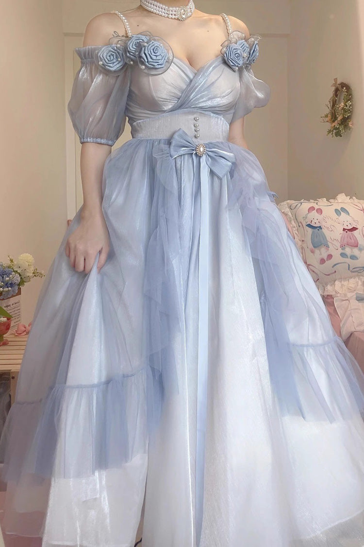 Blue Bowknot Plus Size Elegant Princess Sweet Lolita Dress