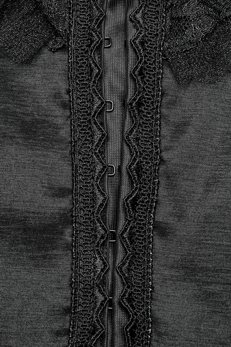 Black Short Puff Sleeves Ruffle Hanayome Stitching Lace Women's Gothic Dress