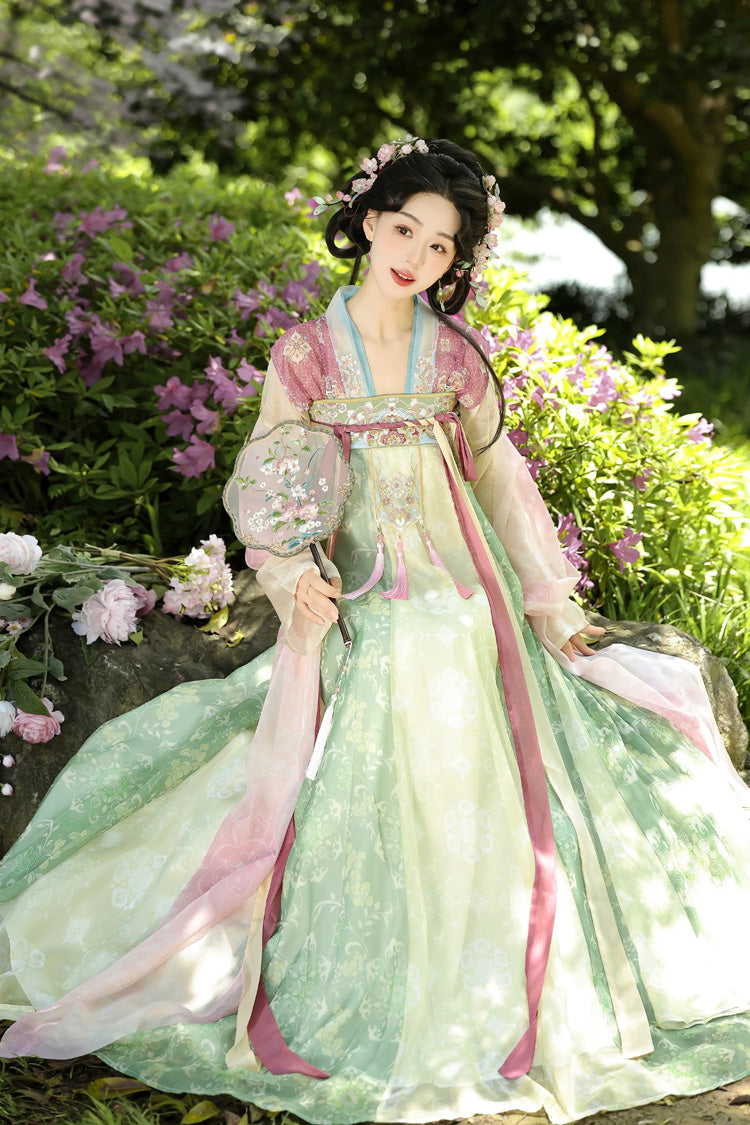 Multi-Color [Court Banquet] Long Sleeves High Waisted Embroidered Women's Sweet Hanfu Set