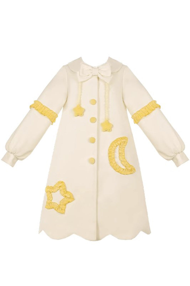 Multi-Color Doll Collar Long Sleeves Stars Moon Print Bowknot Sweet Lolita Coat