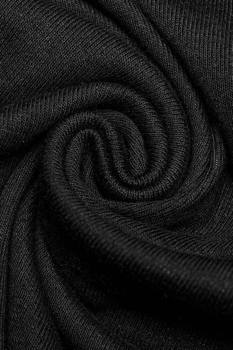 Black Short Sleeves Hollow Stitching Hooded Mesh Mens Steampunk T-Shirt