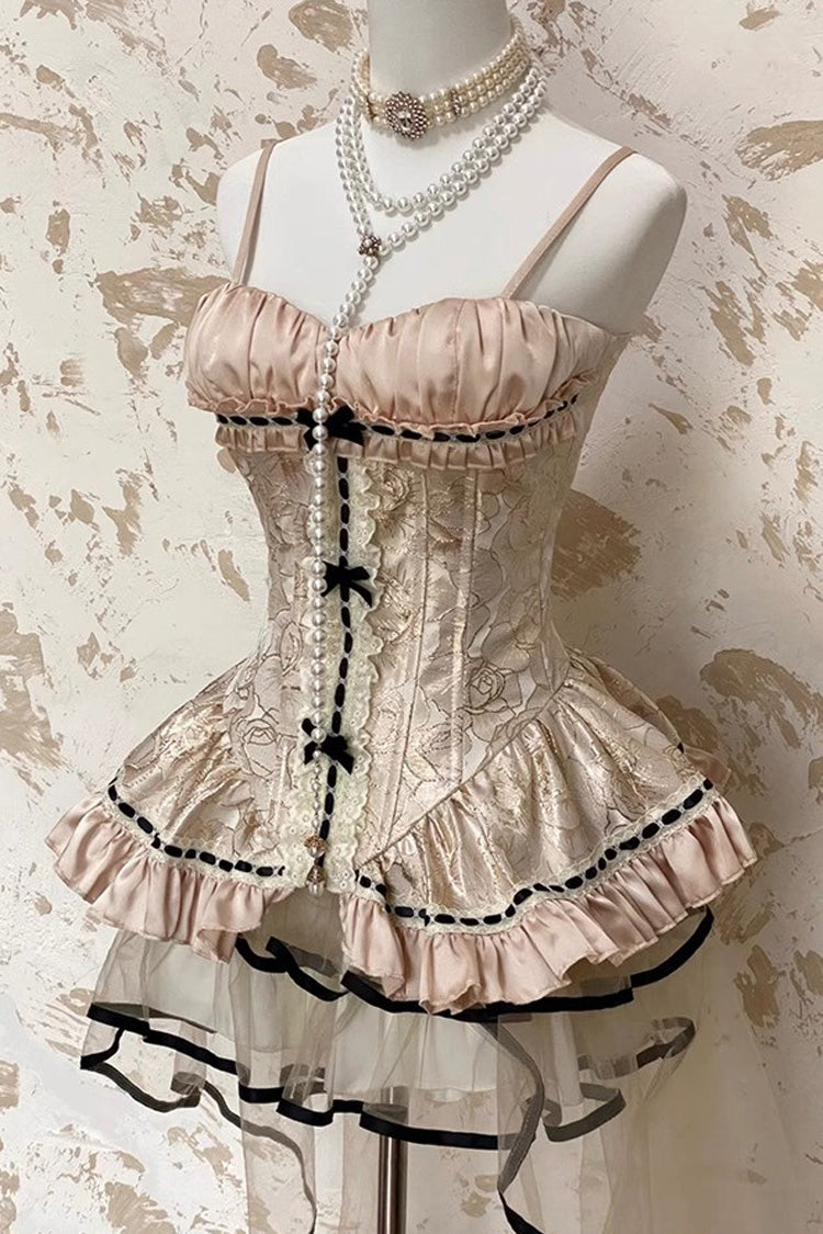Golden Rose Ruffle Embroidery Lace Sweet Gorgeous Lolita Skirt Set