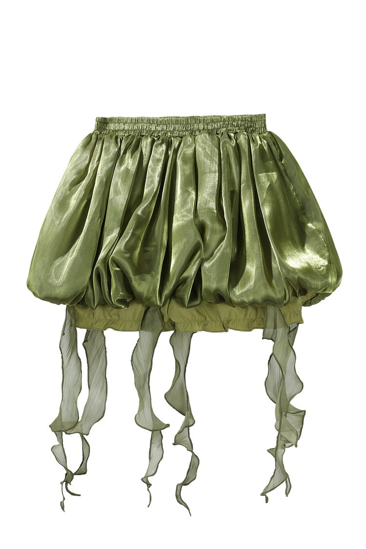 Green [Children of the Forest] Leaf Decoration Ruffle Irregular Sweet Lolita Jsk Dress Set