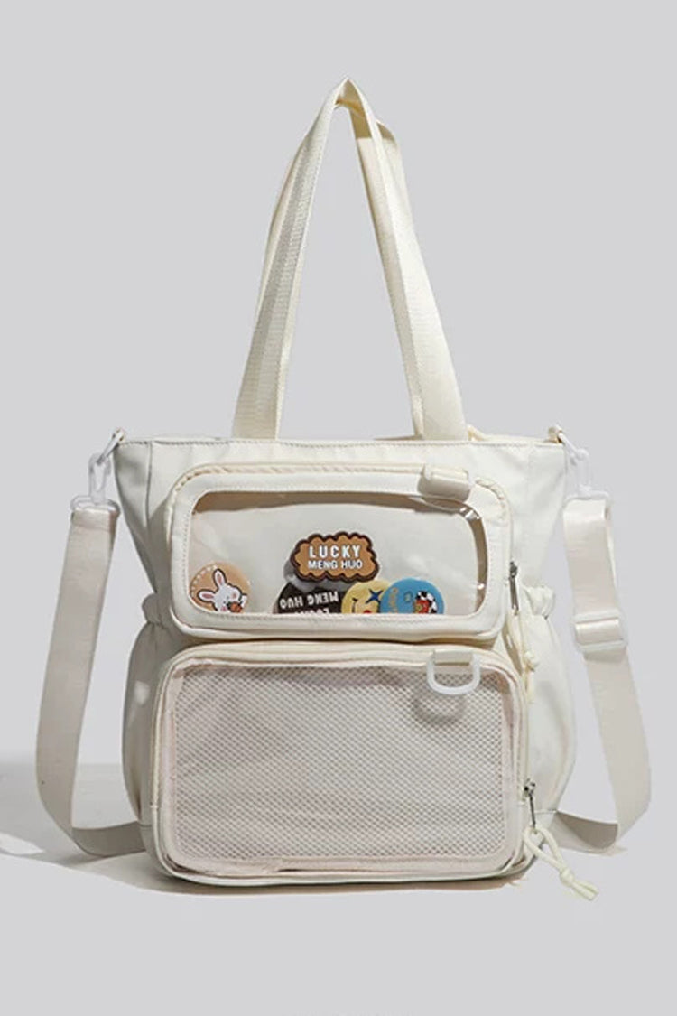 Dual Window Multi-Pocket Ita Tote Bag Crossbody Bag