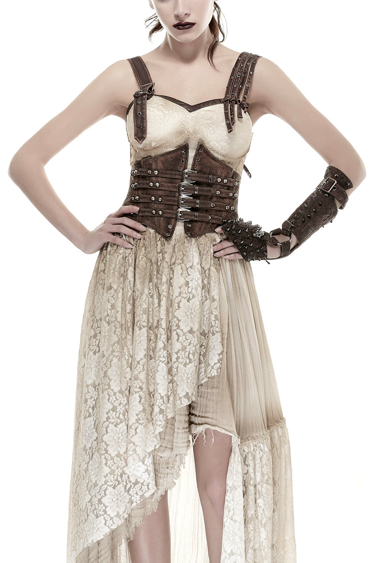 Braune Metallnägel Metall Hasp Dekoration Damen Steampunk Gürtel