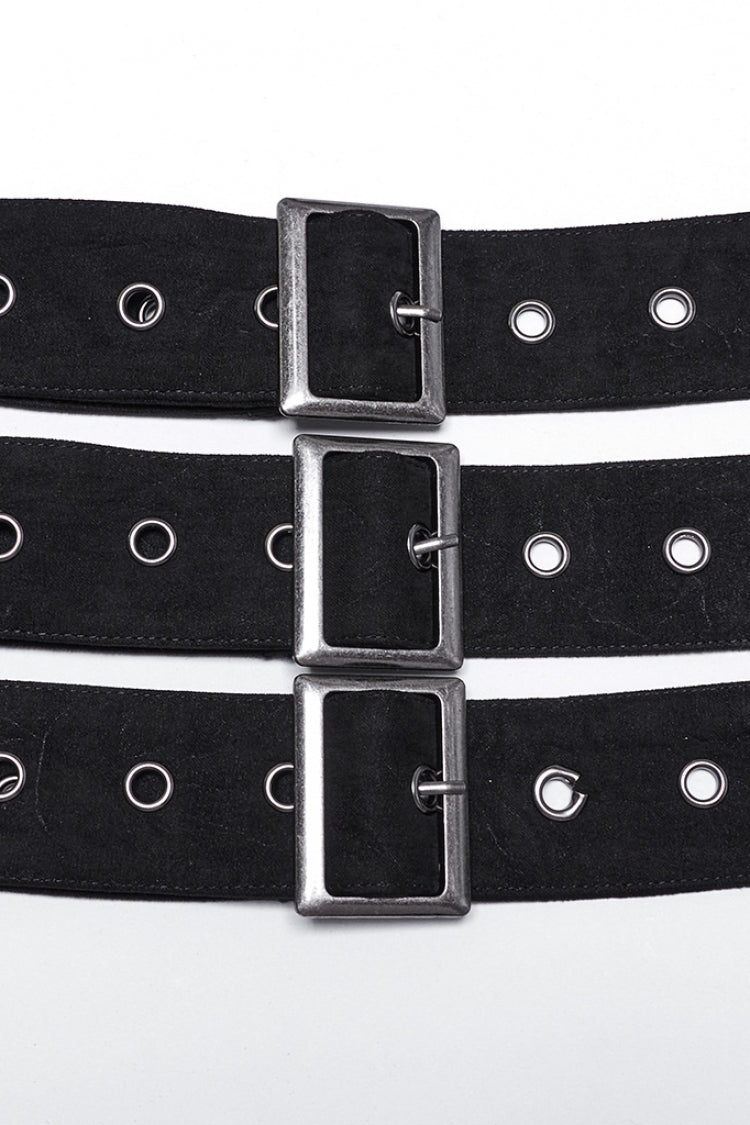Black Skull Eyelets Buckle Men's Punk Belt